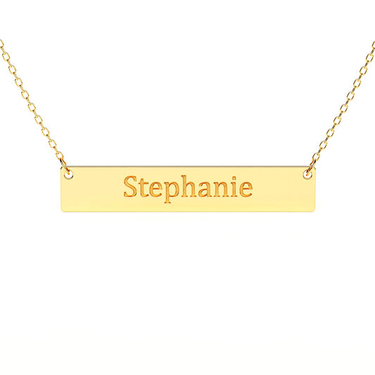 Horizontal Bar Necklace with Engraving