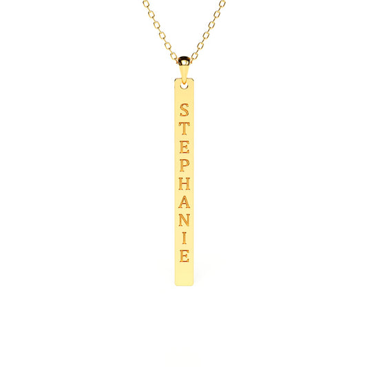 Vertical Bar Necklace with Engraving