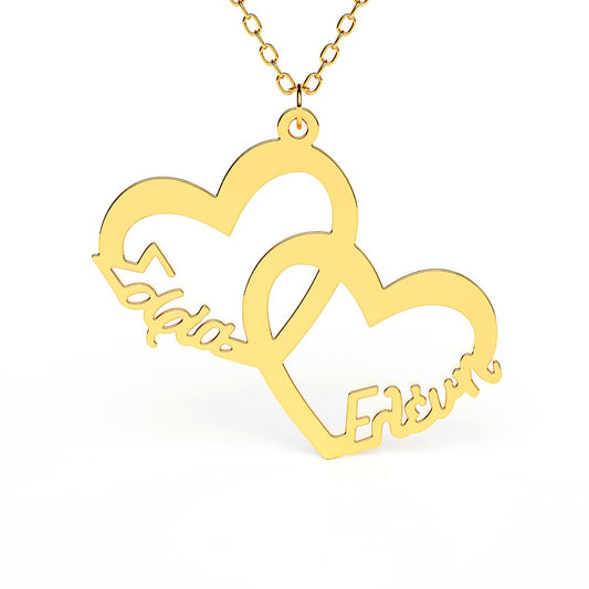 United Hearts Greek Name Necklace