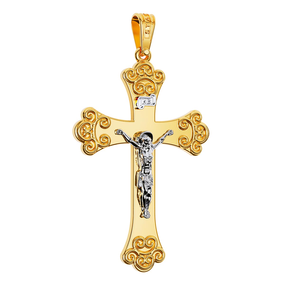 Byzantine Style Two-Tone Baptism Cross With Crucifix – Stakora