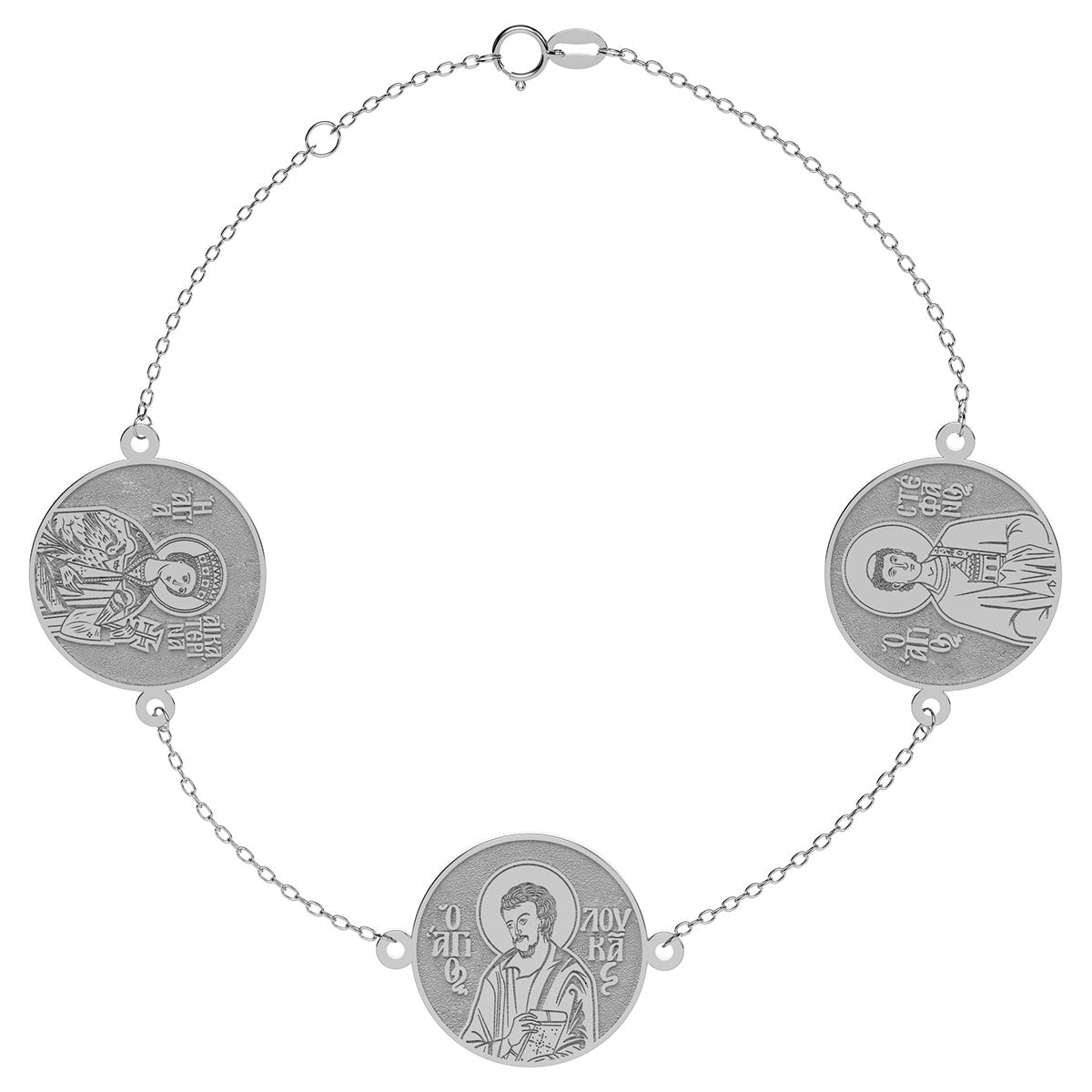 3 Custom Greek Orthodox Saint Round Medal Bracelet