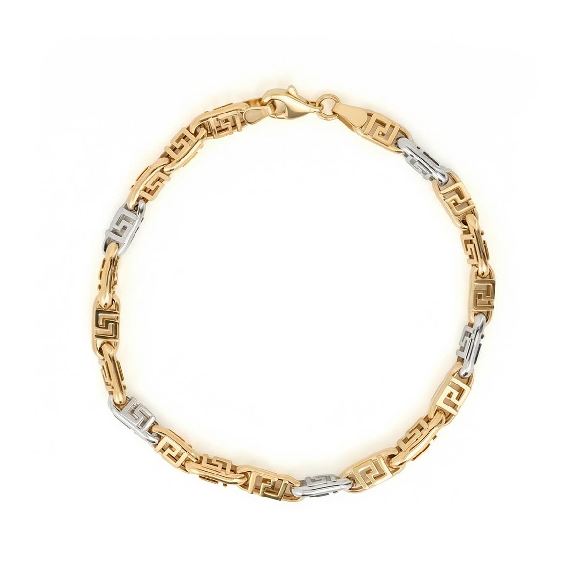 Two-Tone Men's 5mm Greek Key Link Bracelet – Stakora