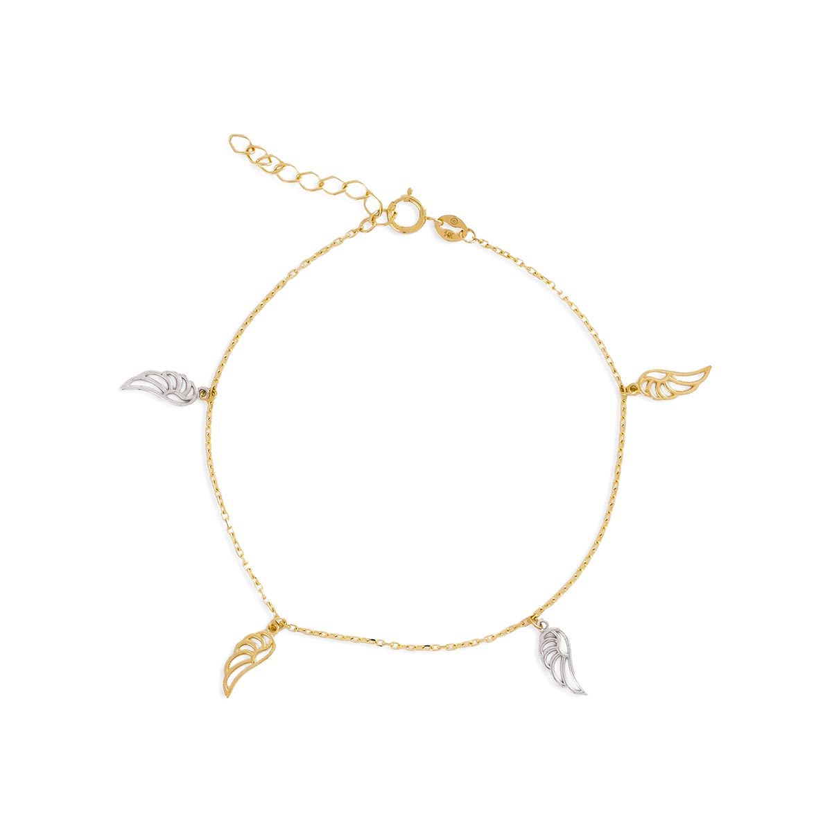 Two-Tone Dangling Angel Wings Bracelet – Stakora