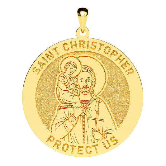 Saint Christopher Icon Round Religious Medal