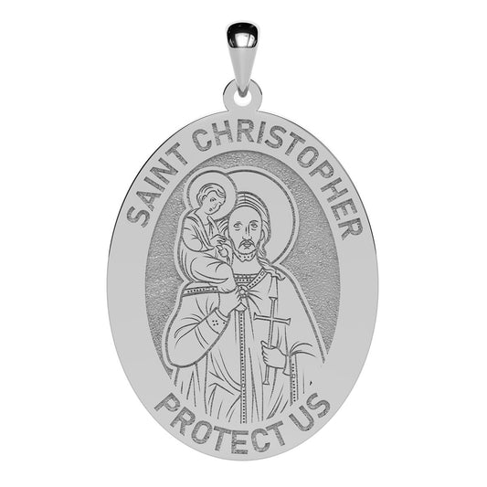 Saint Christopher Icon Oval Religious Medal