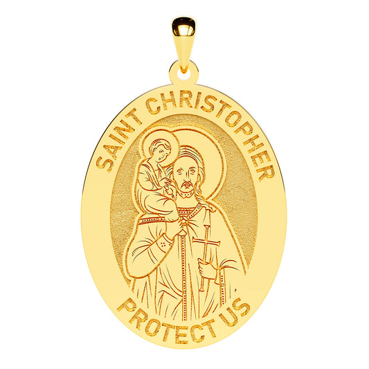 Saint Christopher Icon Oval Religious Medal