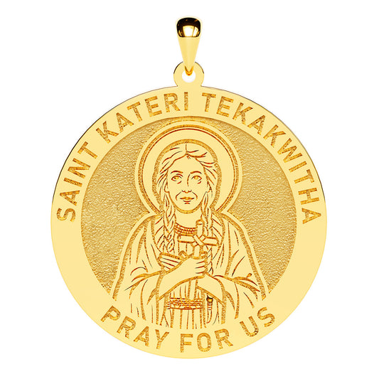 Saint Kateri Tekakwitha Round Religious Medal