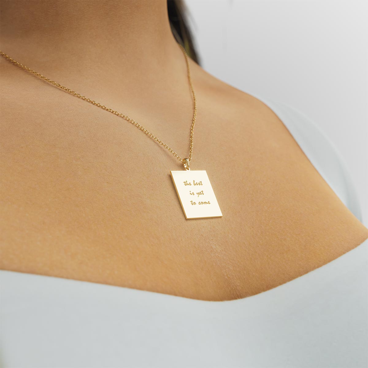 Personalized Rectangular Necklace with Engraving