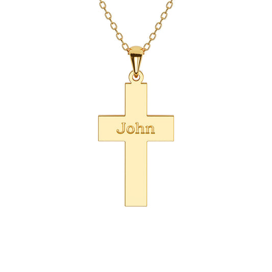 Personalized Modern Cross Necklace with Name Engraving