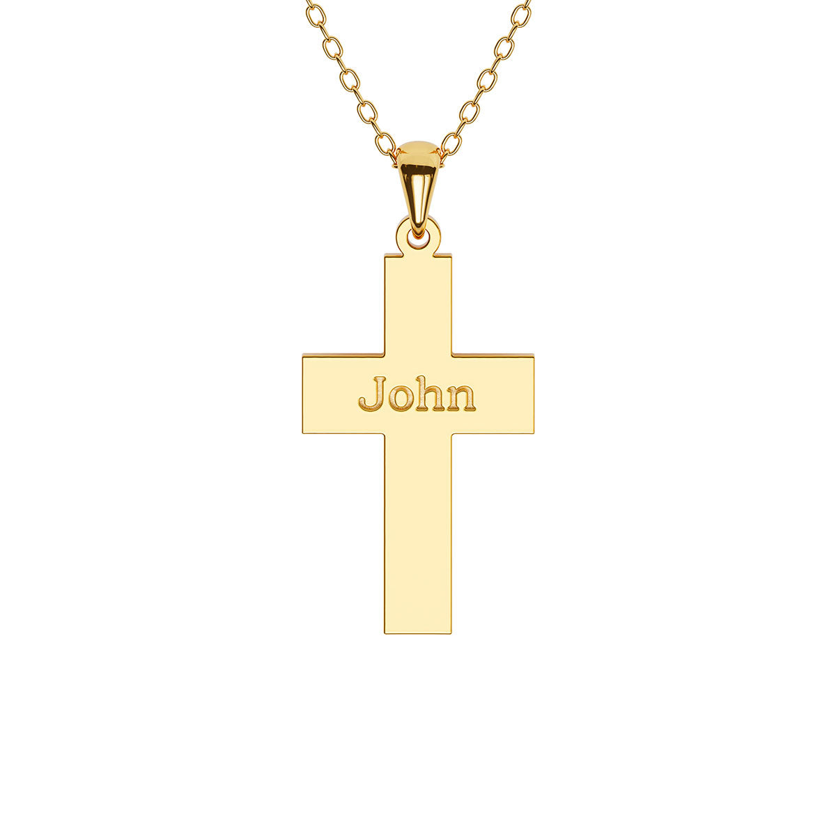Personalized Modern Cross Necklace with Name Engraving
