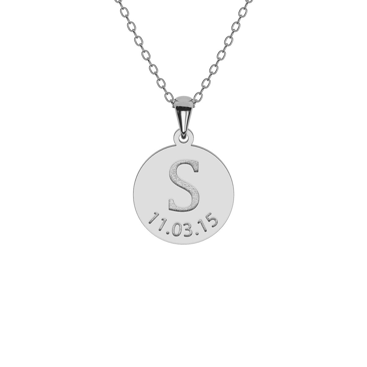 Personalized Initial Disc Necklace with Date Engraving