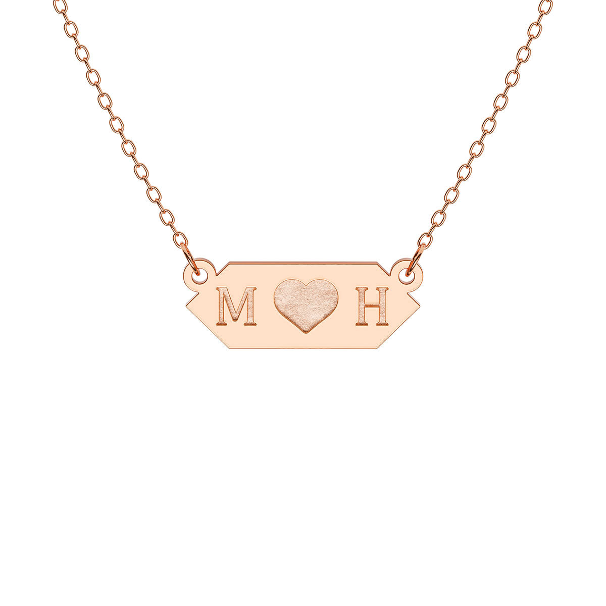 Double Initial Hexagonal Necklace with Heart