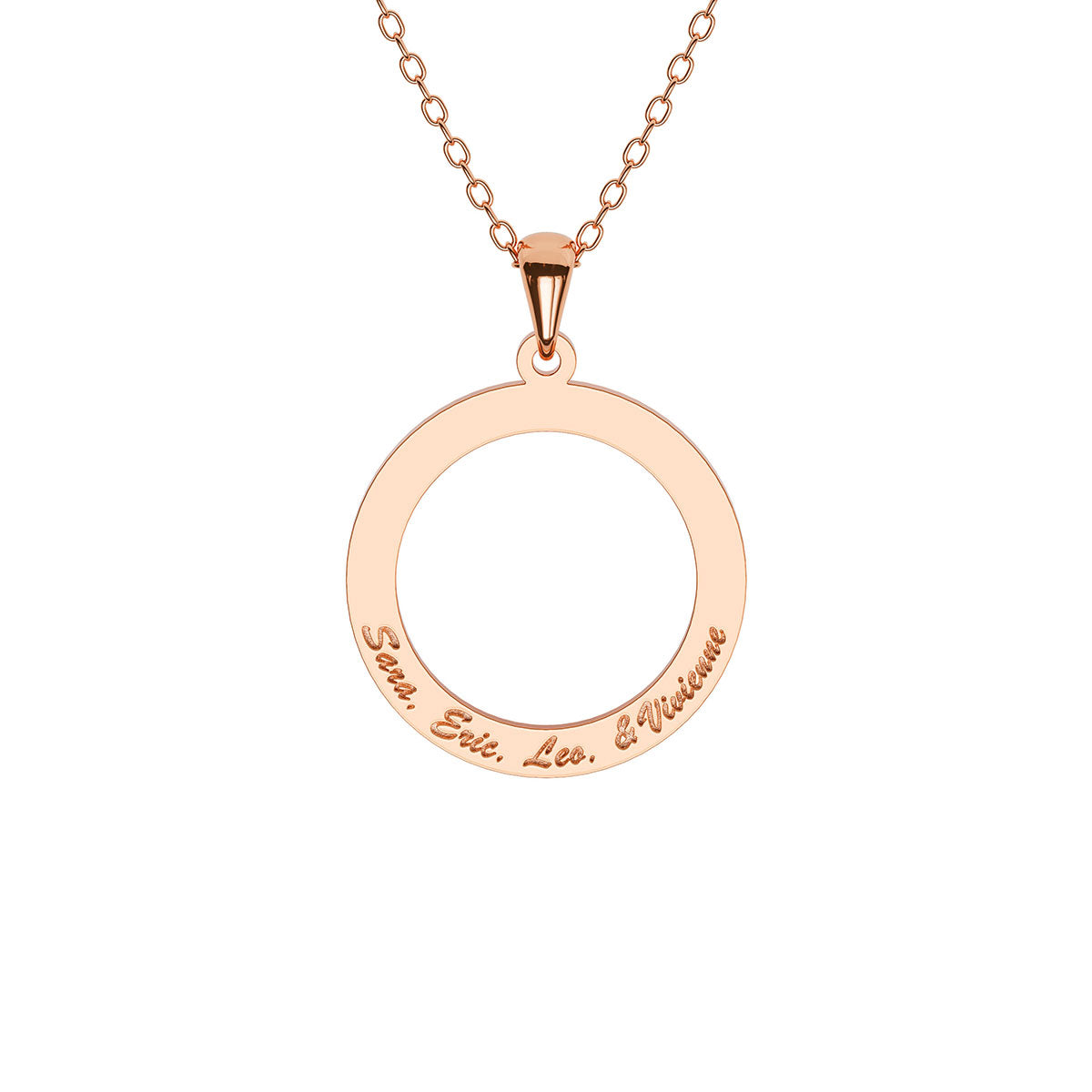 Personalized Disc Necklace with 4 Name Engravings