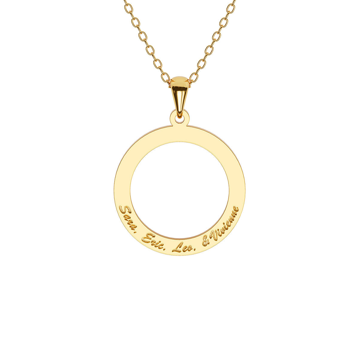 Personalized Disc Necklace with 4 Name Engravings