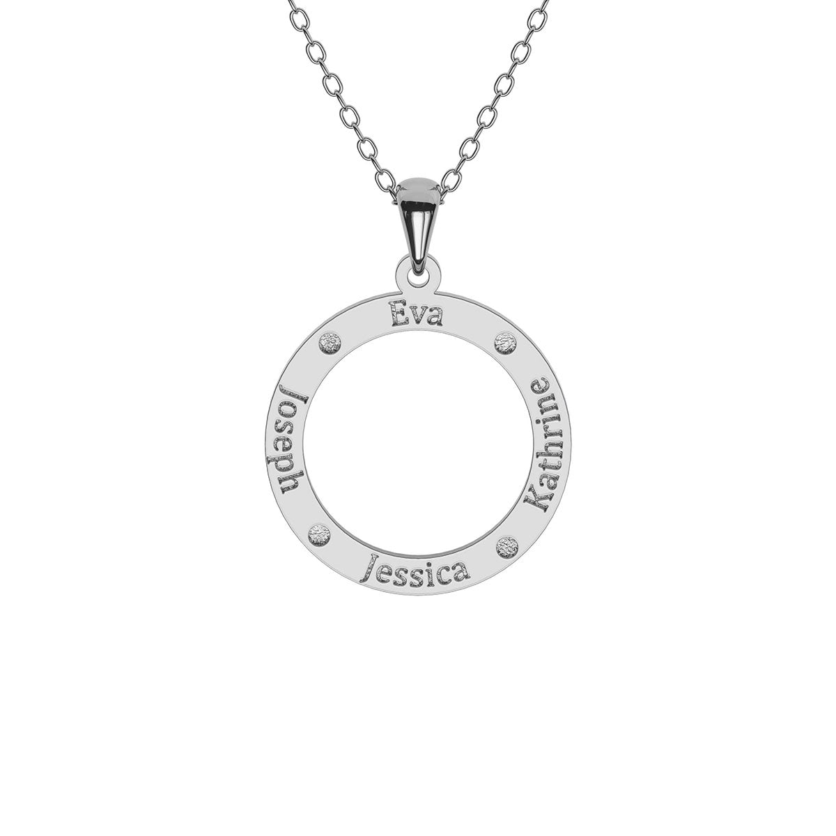 Personalized Dotted Disc Necklace with 4 Name Engravings