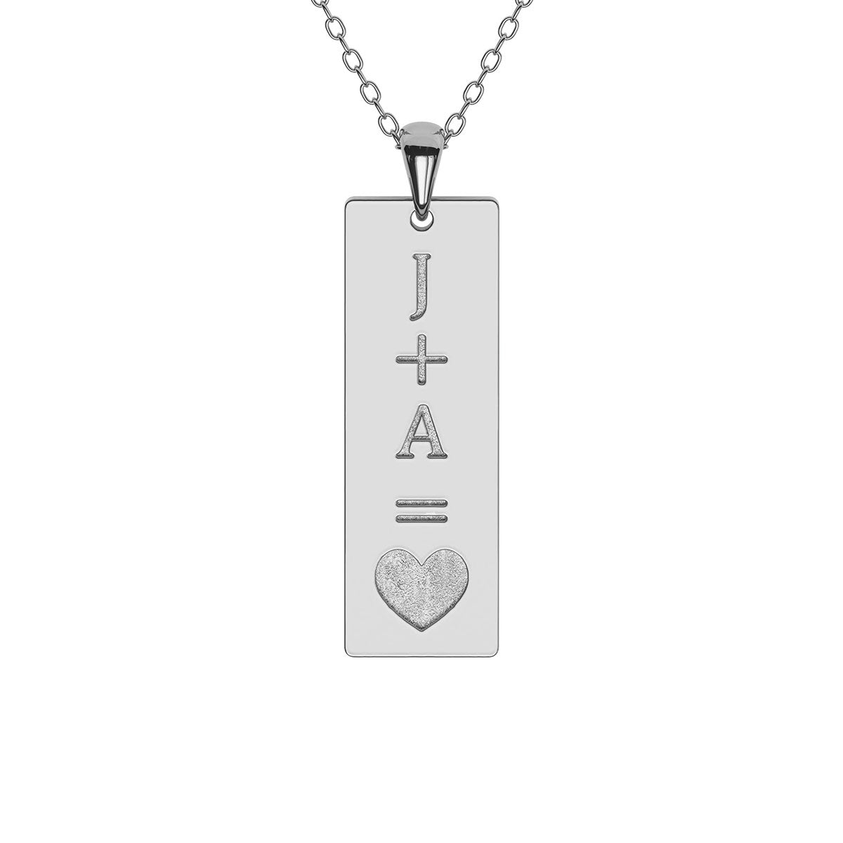 Double Initial Vertical Bar Necklace with Heart