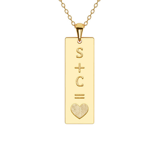 Double Initial Vertical Bar Necklace with Heart