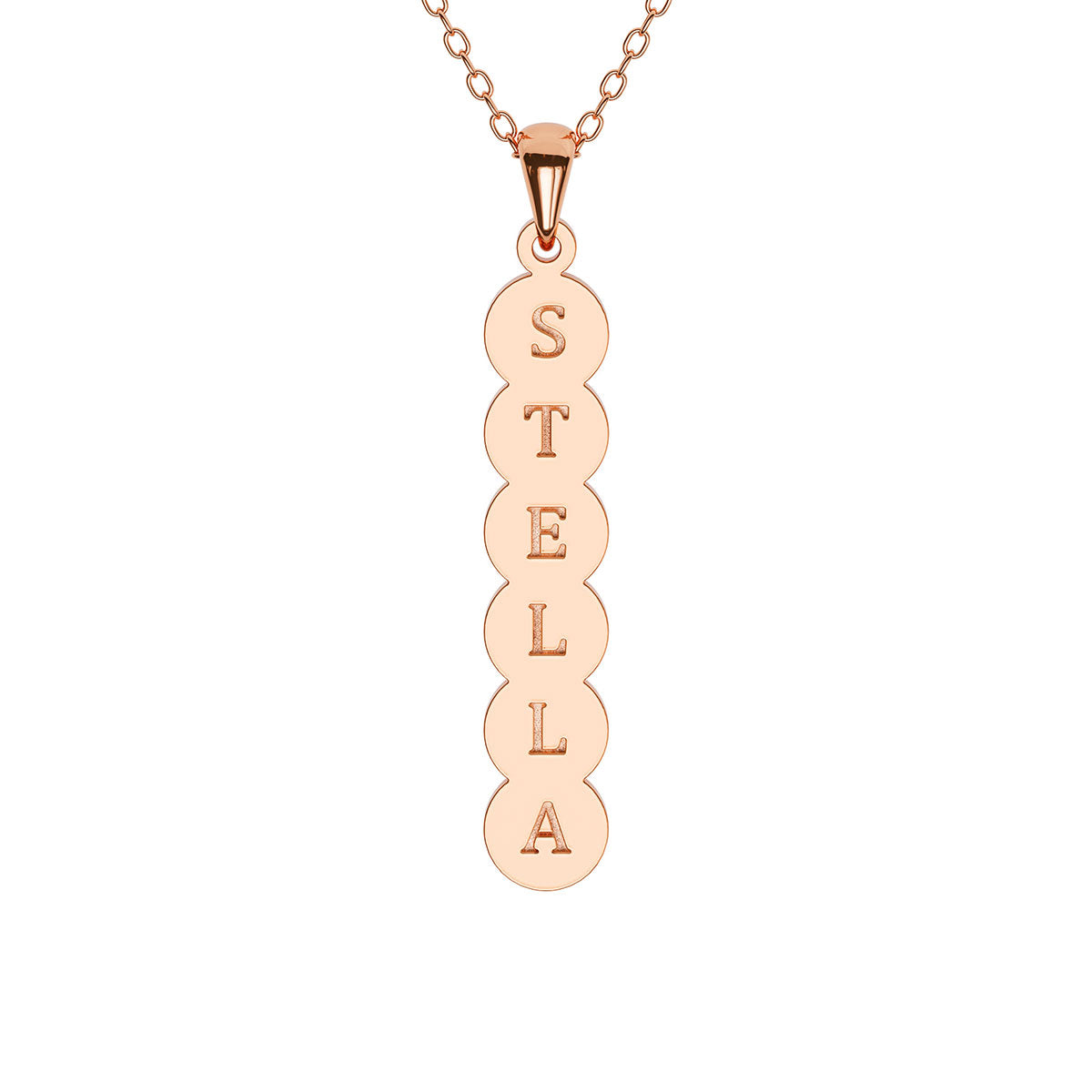 Vertical Bubble Engraved Name Necklace