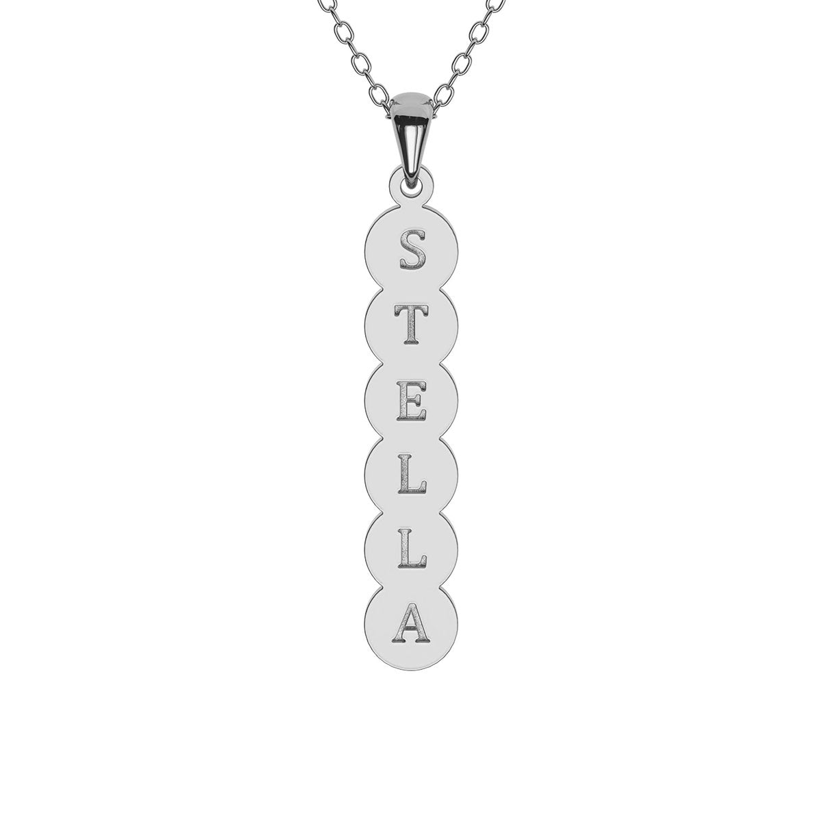 Vertical Bubble Engraved Name Necklace