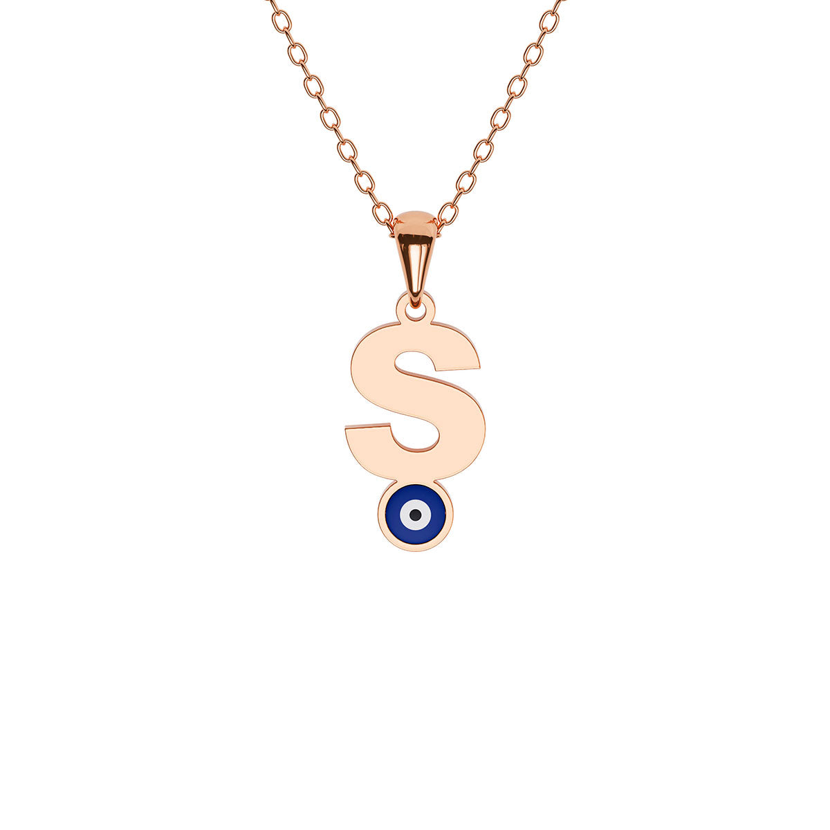 Mini Initial Necklace with Evil Eye