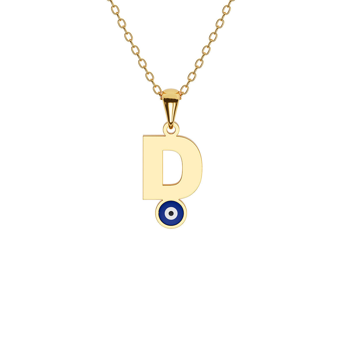 Mini Initial Necklace with Evil Eye