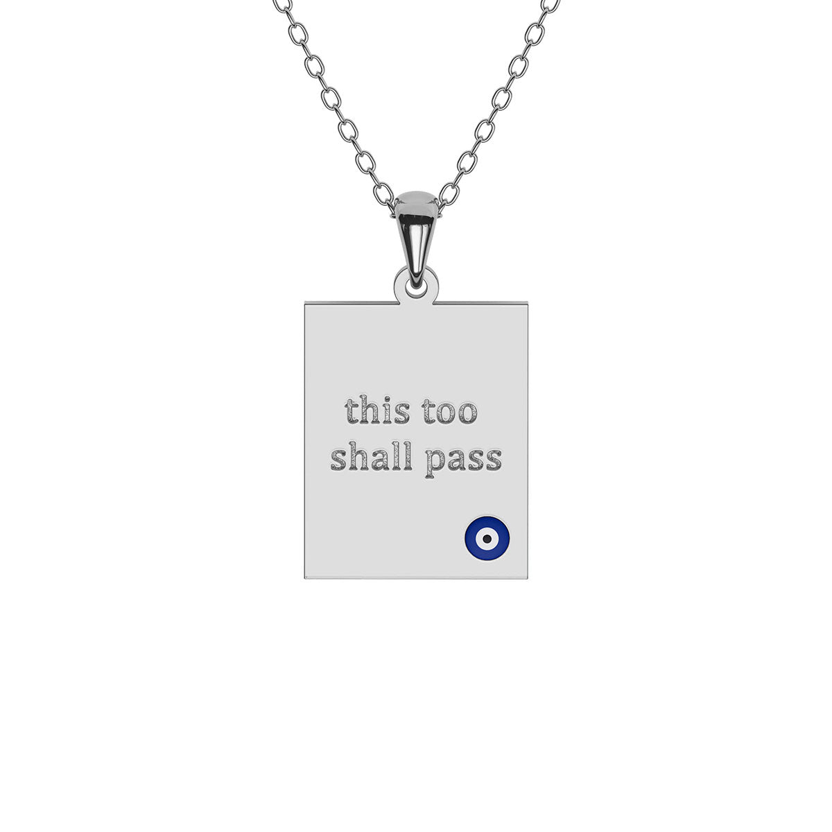 Evil Eye Tag Necklace with Personalized Engraving