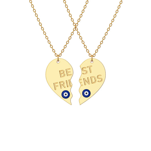 Double Best Friends Necklace with Evil Eye