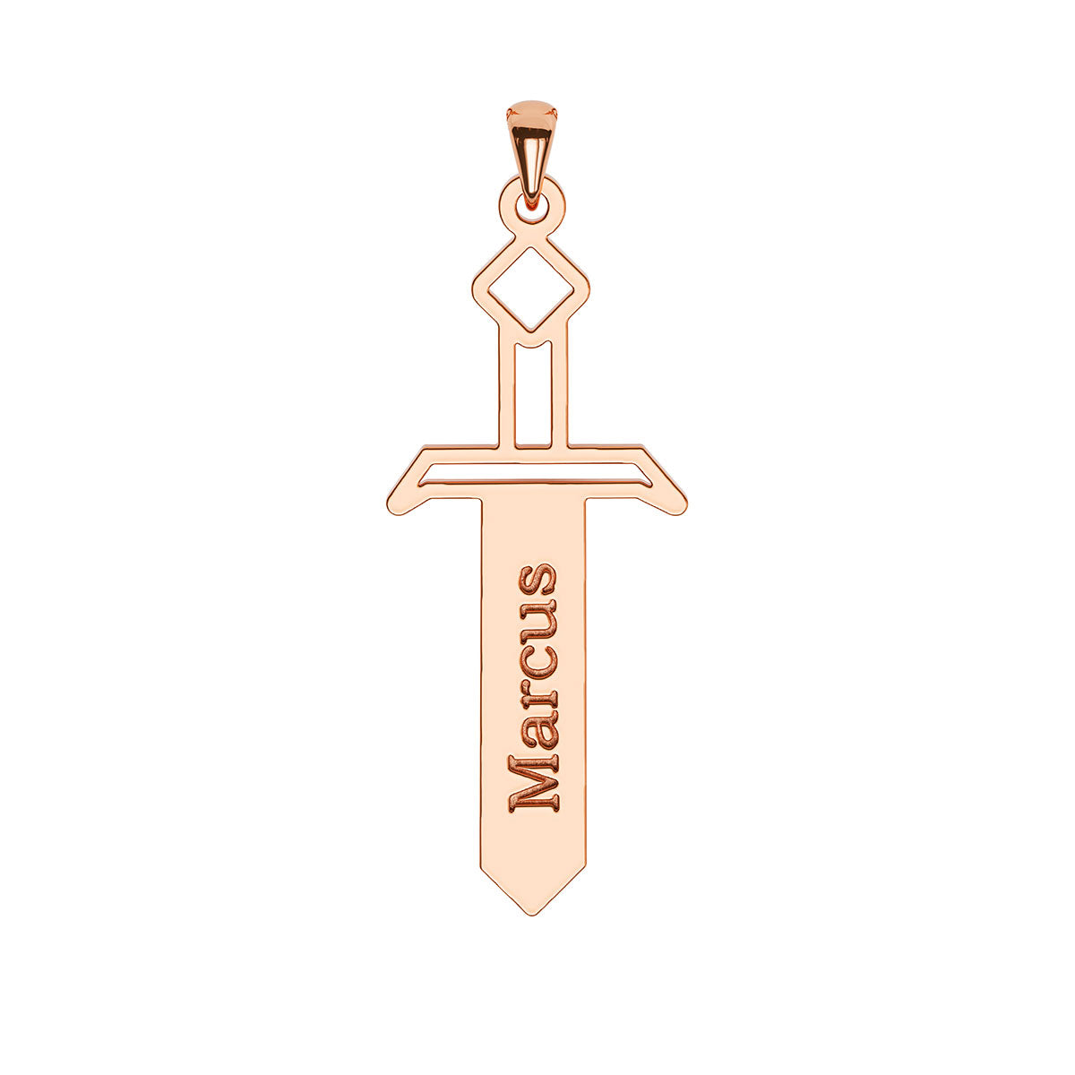 Vertical Flat Sword Pendant with Name Engraving