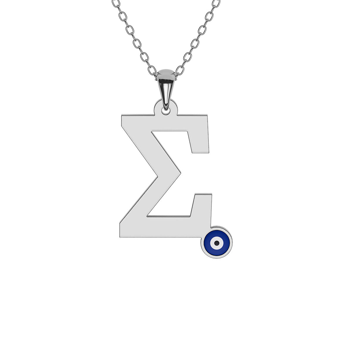 Greek Initial with Evil Eye Necklace
