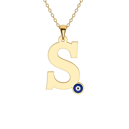 Initial with Evil Eye Necklace