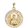 Saint Nicholas Sculpted Small Pavé Round Medal