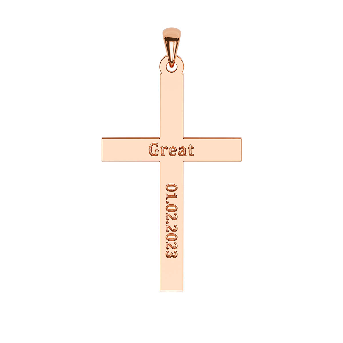 Personalized Modern Cross Necklace with Name & Date Engravings
