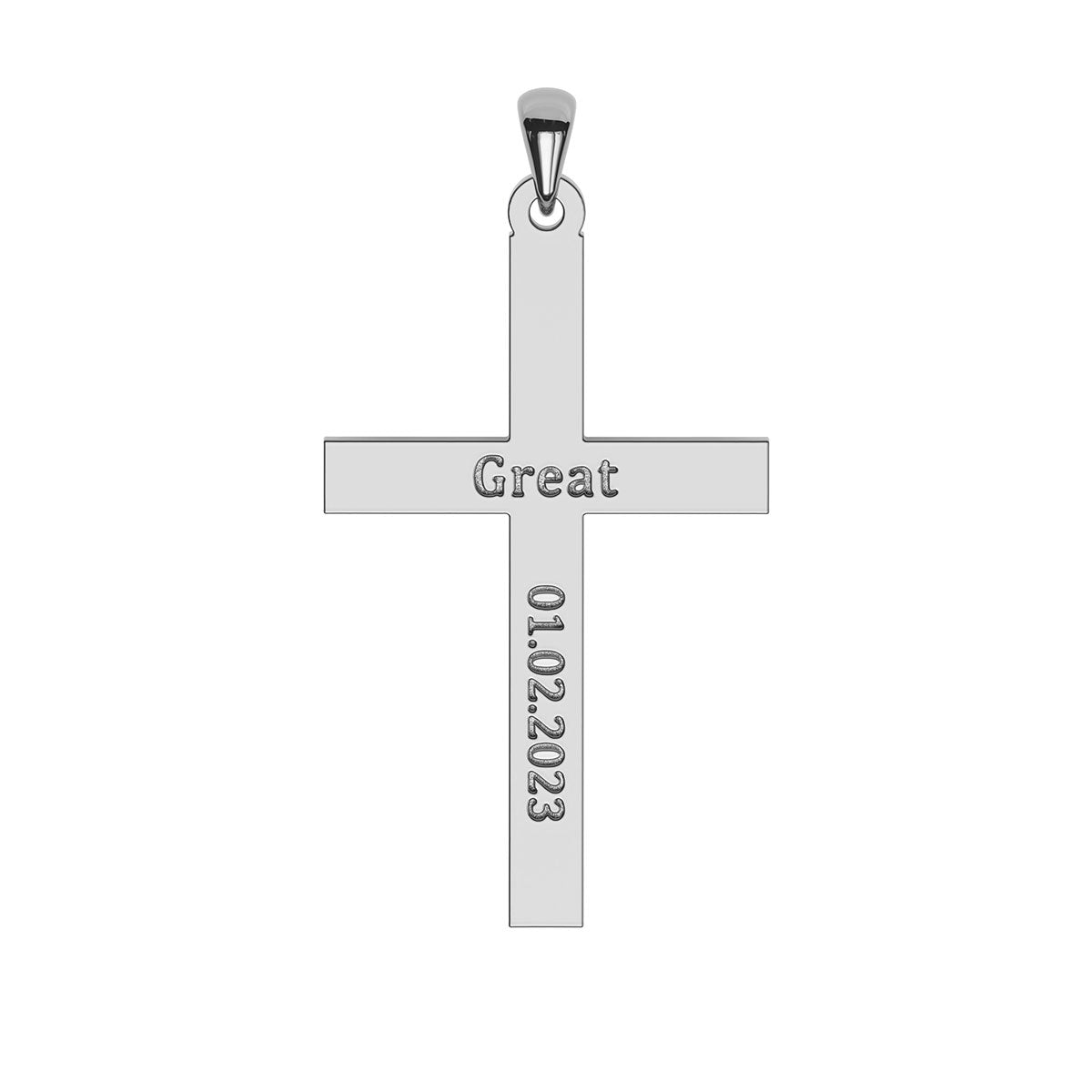 Personalized Modern Cross Necklace with Name & Date Engravings