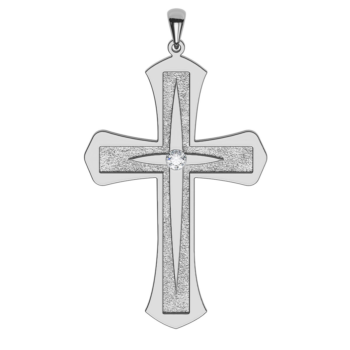 Engraved Leveled Cross with Stone