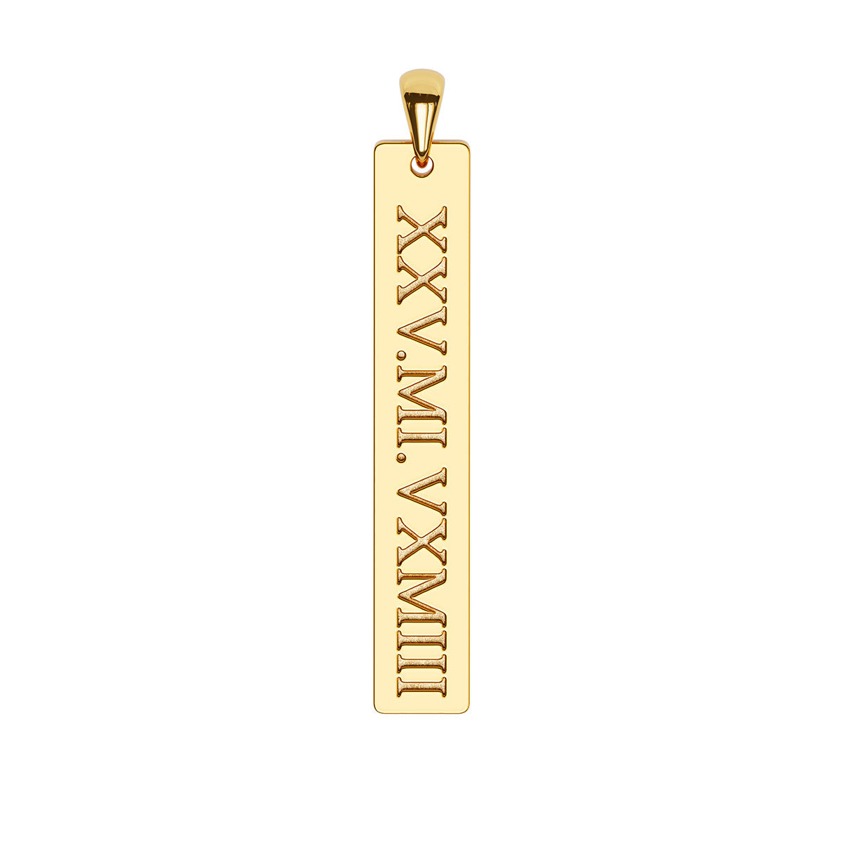 Vertical Bar Necklace with Roman Numerals Engraving