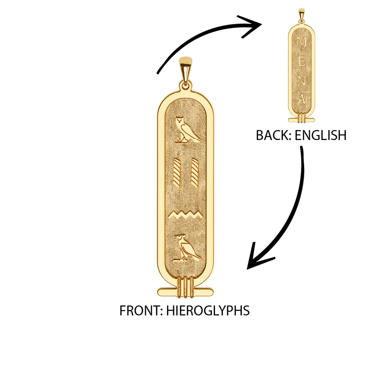 Personalized Cartouche Egyptian Hieroglyph Name Necklace with Stamped Back Engraving
