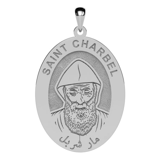 Saint Charbel Arabic Oval Religious Medal