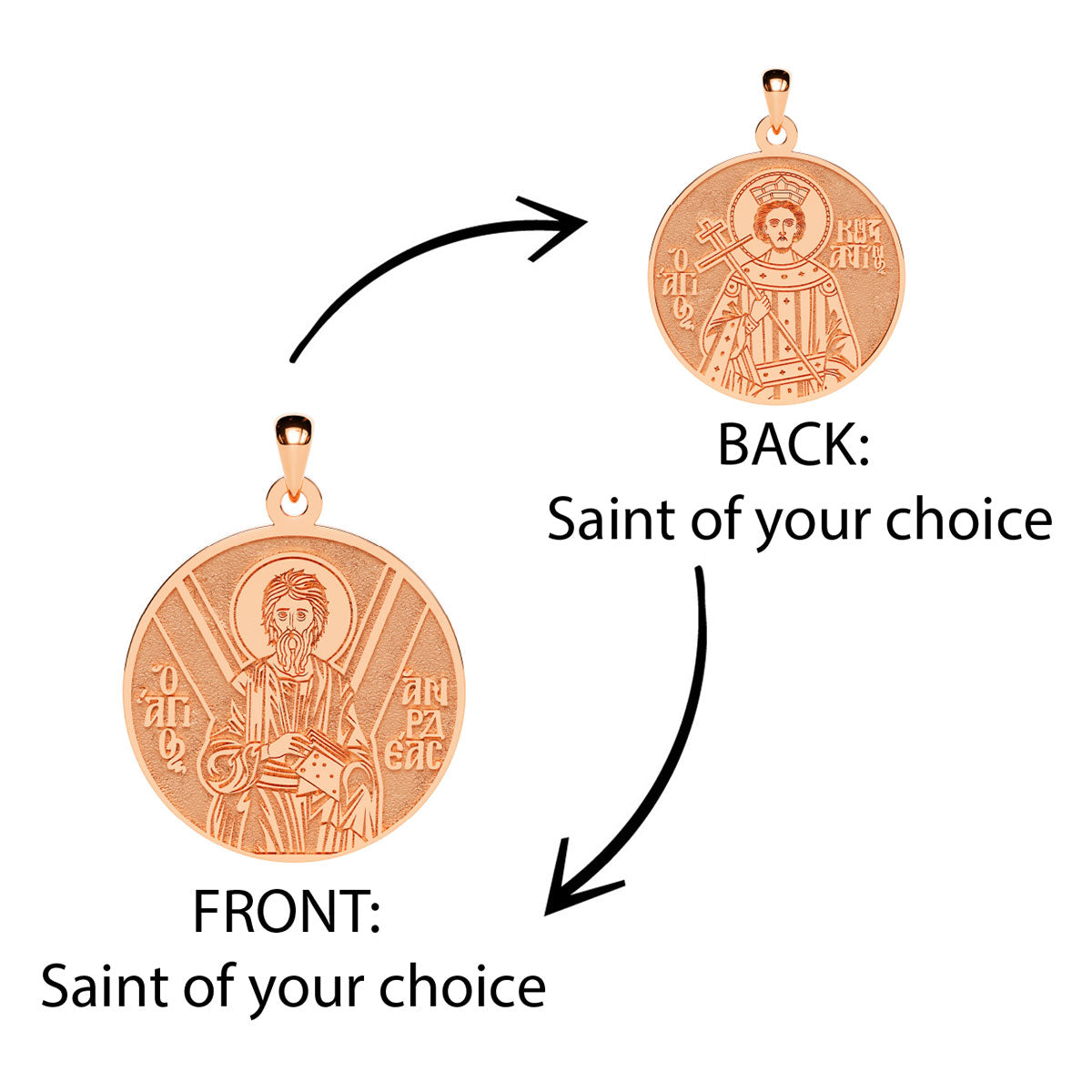 Double Sided Custom Greek Orthodox Saint Round Medal