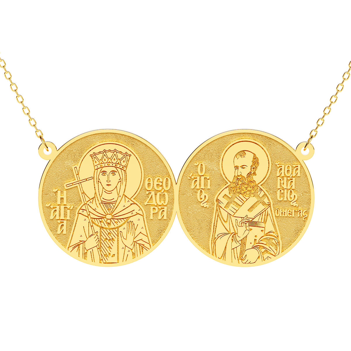 United 2 Custom Greek Orthodox Saint Round Necklace