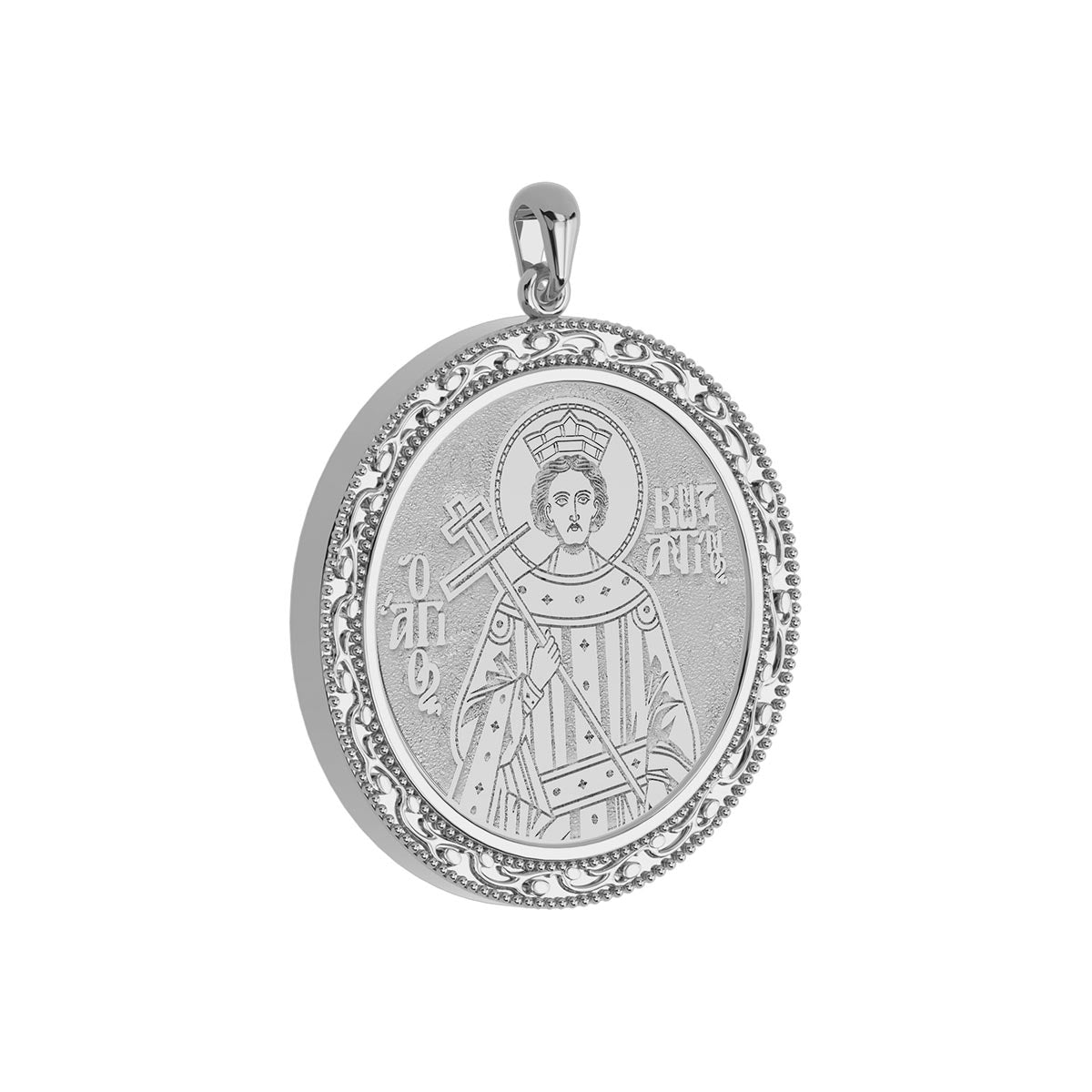 Custom Greek Orthodox Icon Filgree Round Frame Pendant