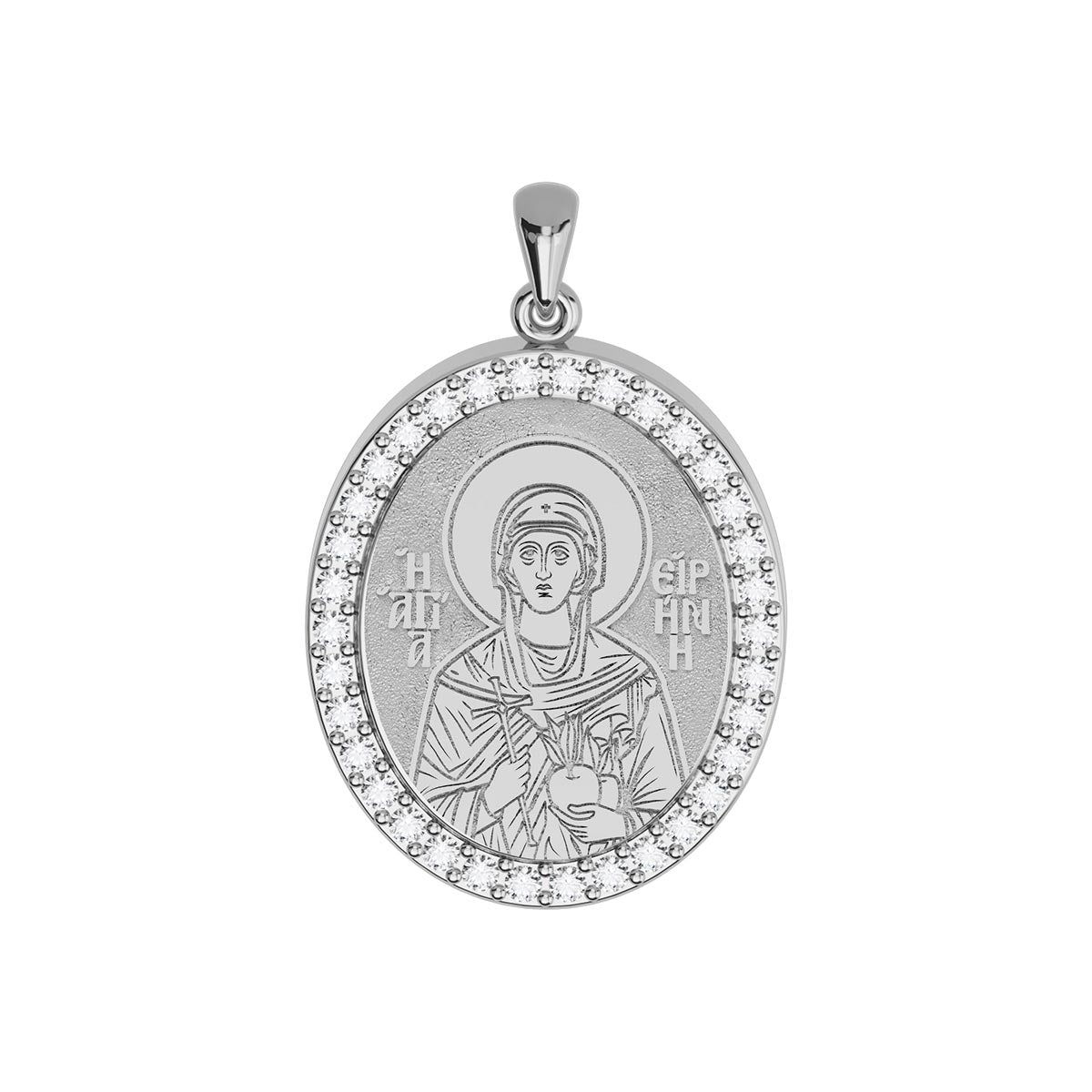 Custom Greek Orthodox Icon Pavé Oval Frame Pendant
