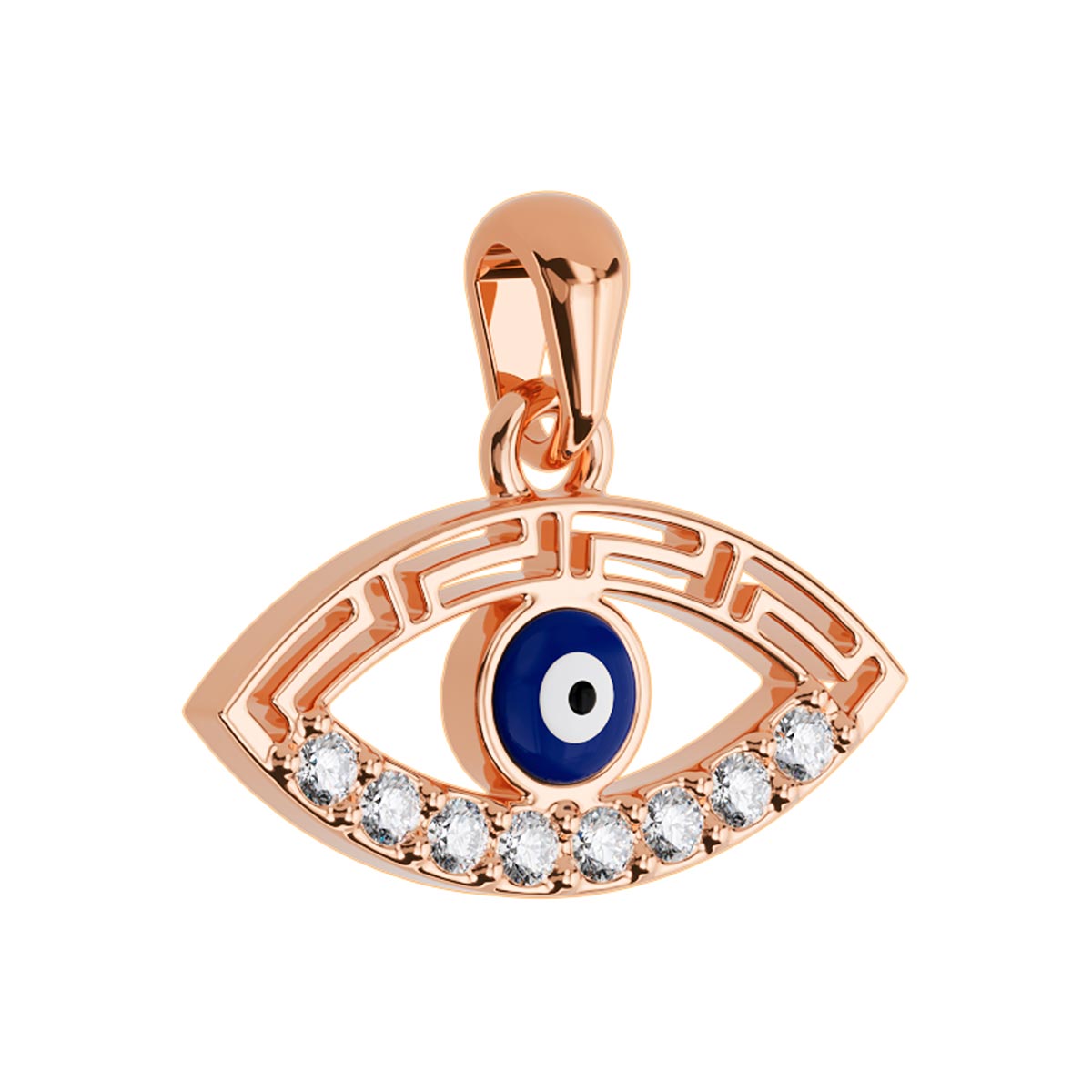 Evil Eye Greek Key Pavé Marquise Pendant