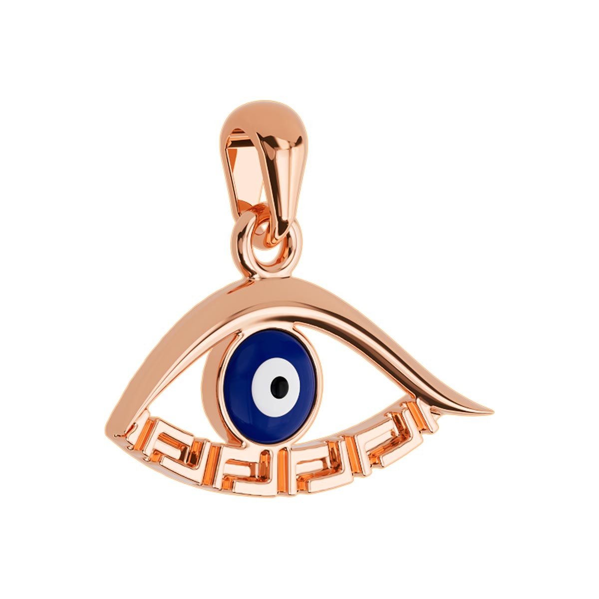 Evil Eye Greek Key Domed Pendant