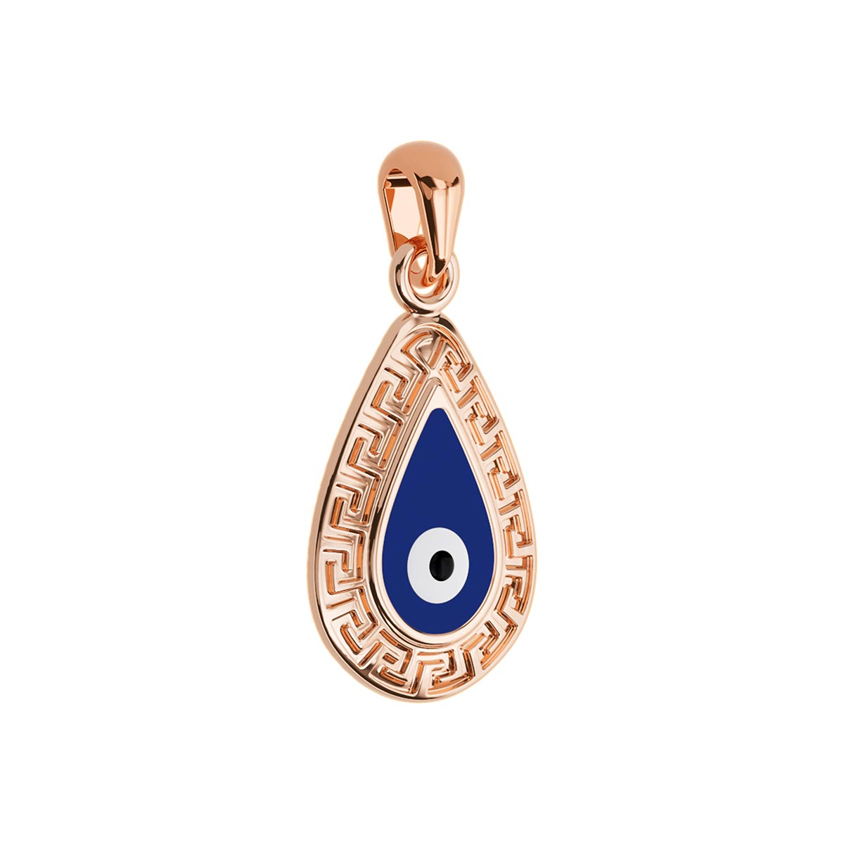 Evil Eye Greek Key Drop Pendant