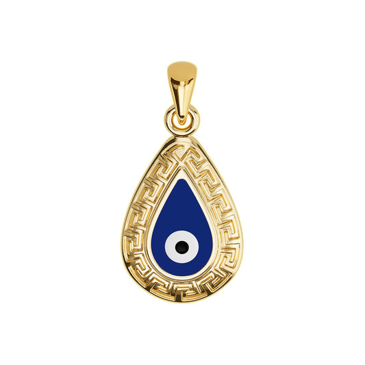 Evil Eye Greek Key Drop Pendant