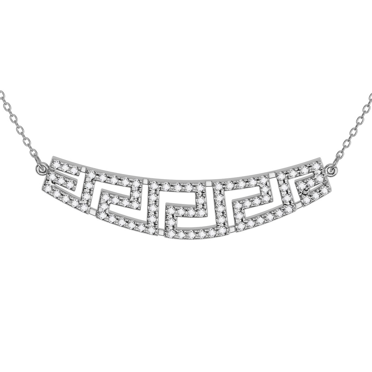 Greek Key Pavé Diamond Bar Necklace