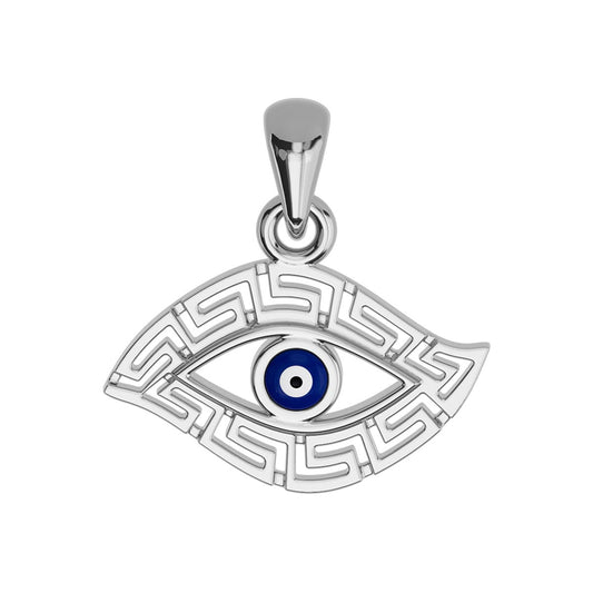 Evil Eye Greek Key Whirl Pendant