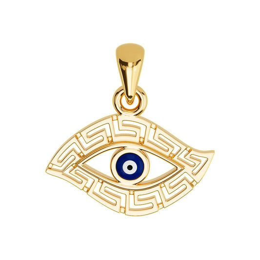 Evil Eye Greek Key Whirl Pendant