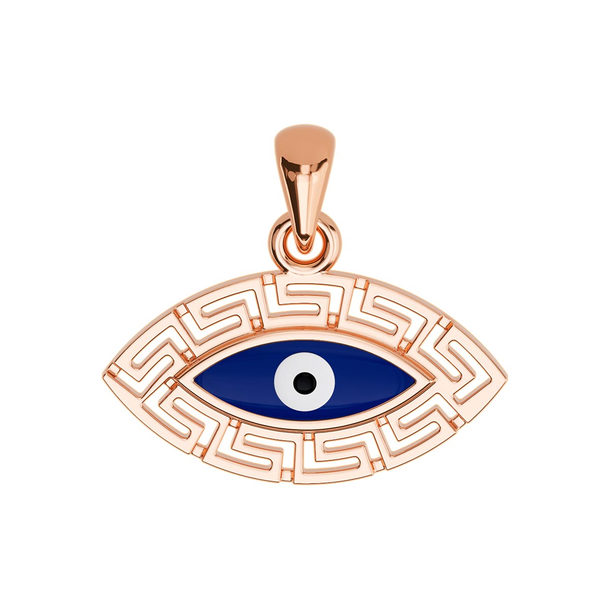 Evil Eye Greek Key Marquise Pendant