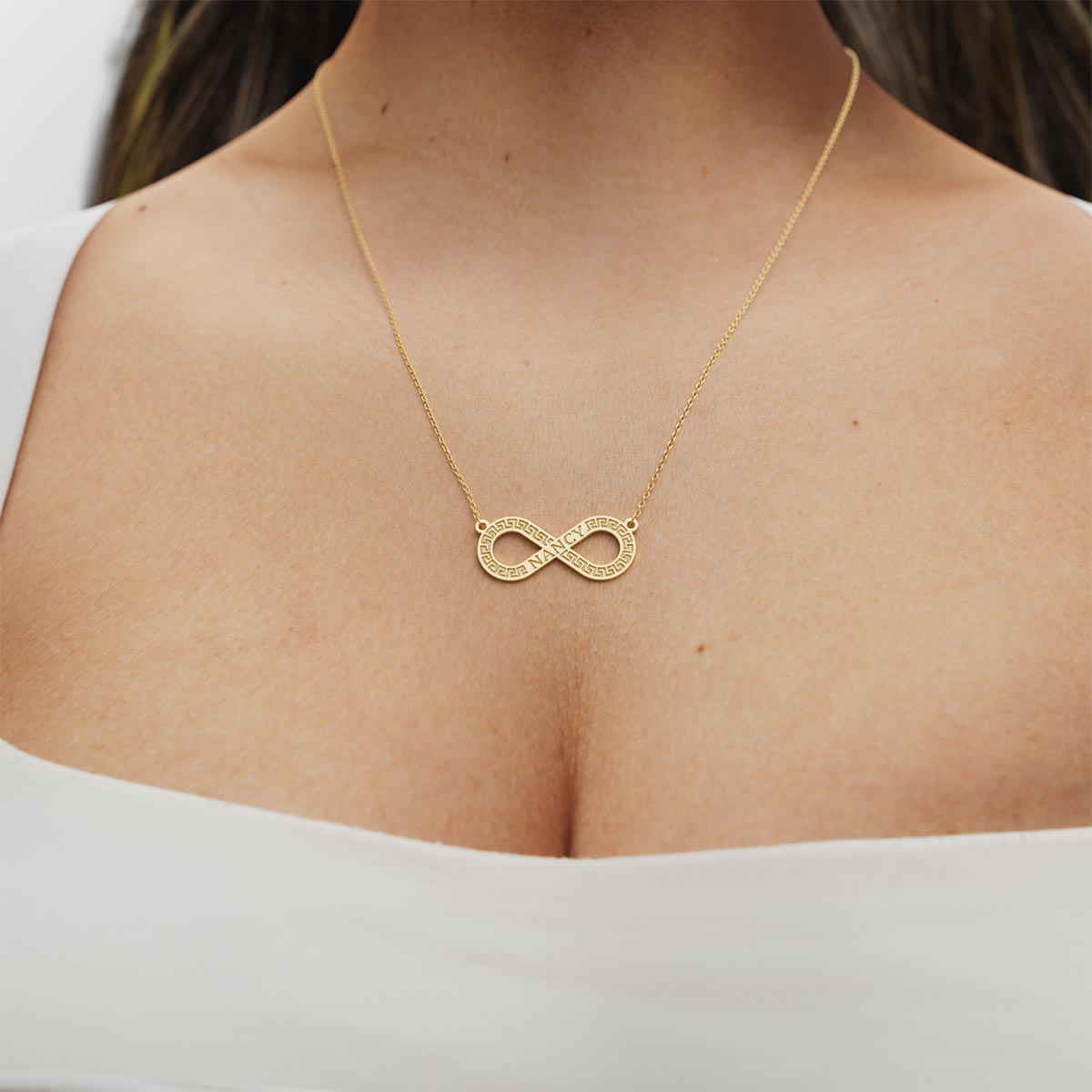 Personalized Greek Key Infinity Name Necklace